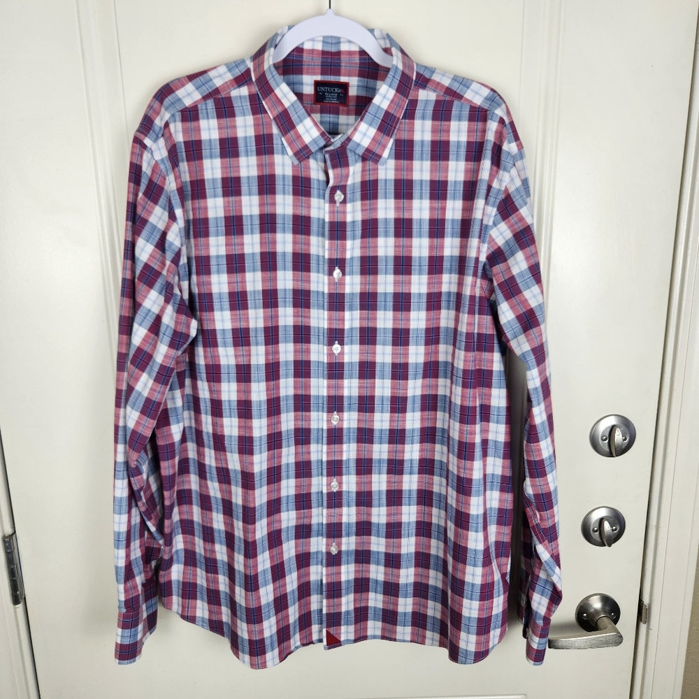 UNTUCKit Men's Shirt Long Sleeve Plaid Cotton Size 2XL XXL